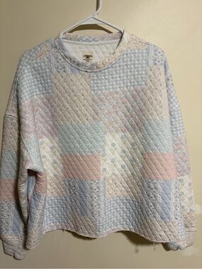 Quilted Patchwork Crewneck pullover| Sunkissed Coconut